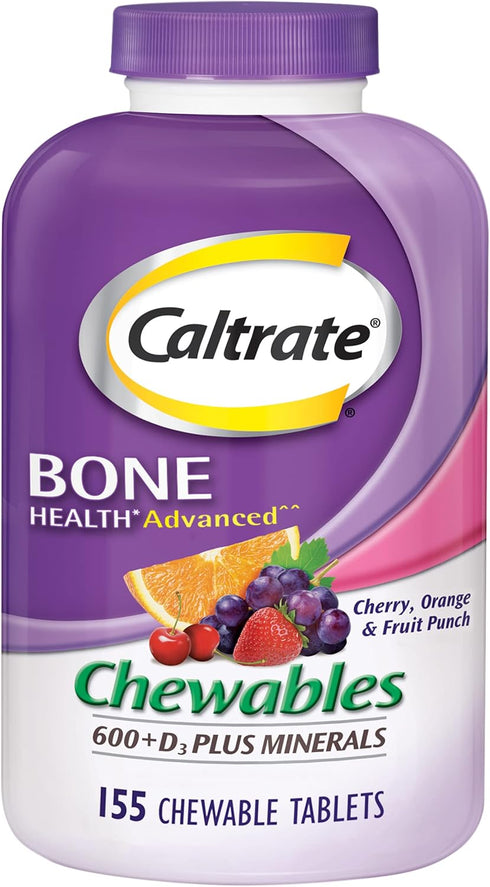 Chewables 600 Plus D3 Plus Minerals Calcium Vitamin D Supplement, Cherry, Orange and Fruit Punch - 155 Count by Caltrate