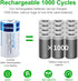kunying 4 Pack 1.5V 7500mAh 4-in-1 Rechargeable D Batteries Lithium, Long Lasting High Capacity D Cell Batteries