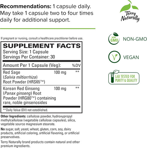 Terry Naturally Red Sage Plus | Nitric Oxide Production for Healthy Blood Flow & Circulation