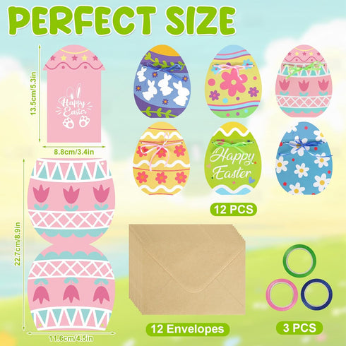Sereliy Holder,12 Sets Easter Gift Card Egg & Bunny Easter Money Holder with Envelopes, Colorful Spring Basket