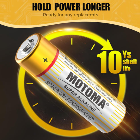 MOTOMA 48Pack 1920mAh 10 AA Batteries Alkaline Double A Batteries Year Shelf Life AA Battery Long Lasting Power