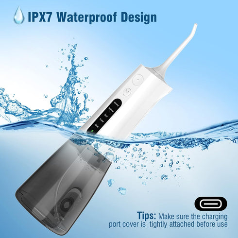 Cordless Water Dental Flosser for Teeth - QFBUDR, Portable Rechargeable IPX7 Waterproof Oral Irrigator, 5 Modes