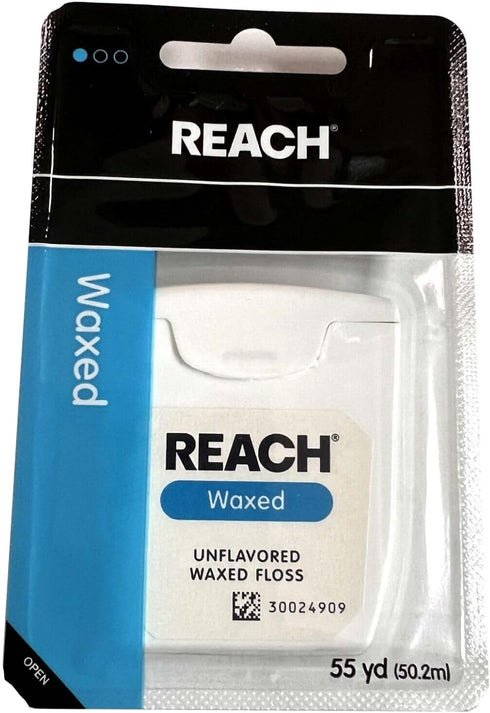 Reach Unflavored Waxed Dental Floss for Oral Care & Plaque Removal, 55 yds (Pack of 6)