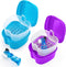 2 Pack Denture Case - Dental Mouthguard Case with Cleaning Brush, Strainer Basket, and Lid Waterproof