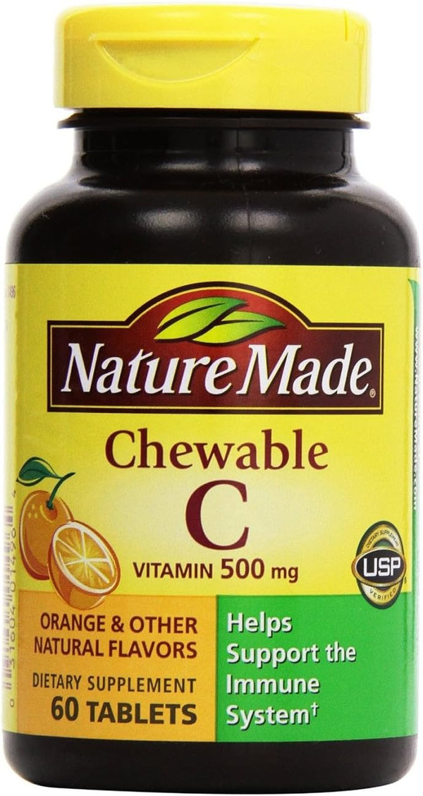 Nature Made Vitamin C 500 mg, 120 Chewable Tablets, Twin Pack (2 x 60)