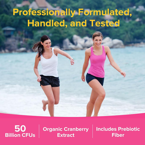 NewRhythm Women's Probiotics with Organic Cranberry for Feminine Health, 50 Billion CFU, 60 Vegan Capsules