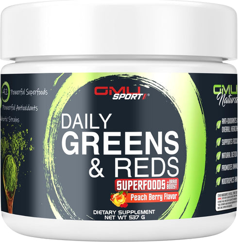 Greens and Reds Superfood Powder - 42 Superfoods, Antioxidants, Adaptogen, Probiotics for Digestive Health