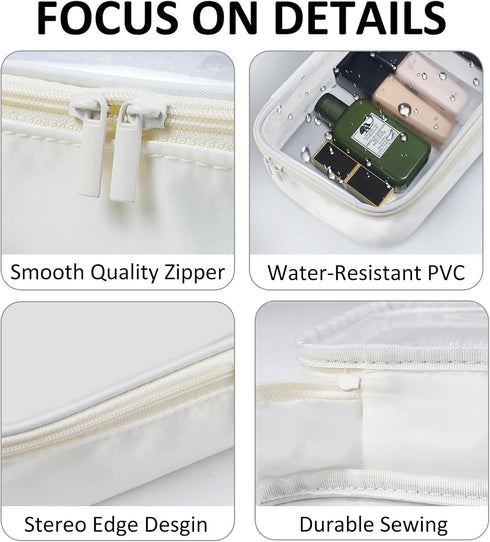 Moyad Clear Toiletry Bag, TSA Approved Makeup Bags for Travel (Beige, 1 Pack)