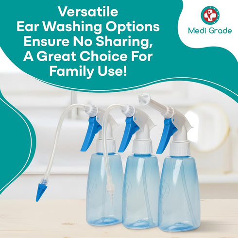 Medi Grade Ear Cleaning Kit Including Ear Cleaner Bottle, Basin with Quad-Stream tip - Earwax Removal Kit for Enhanced