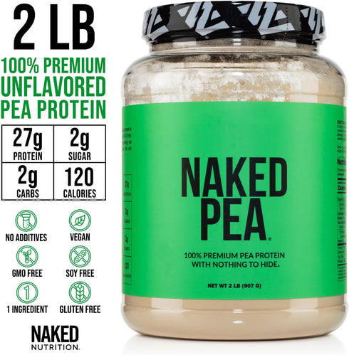 Naked Pea - 2LB 100% Pea Protein Powder from North American Farms, Unflavored Vegan Protein Isolate, 30 Servings