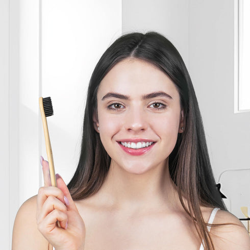 Virgin Forest Bamboo Toothbrush, 10 Count, Soft Bristle for Adults, Eco-Friendly Natural Wooden Toothbrushes