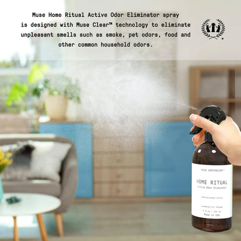 Muse Apothecary Home Ritual Active Odor Eliminator Spray, 4oz, Mediterranean Citrus