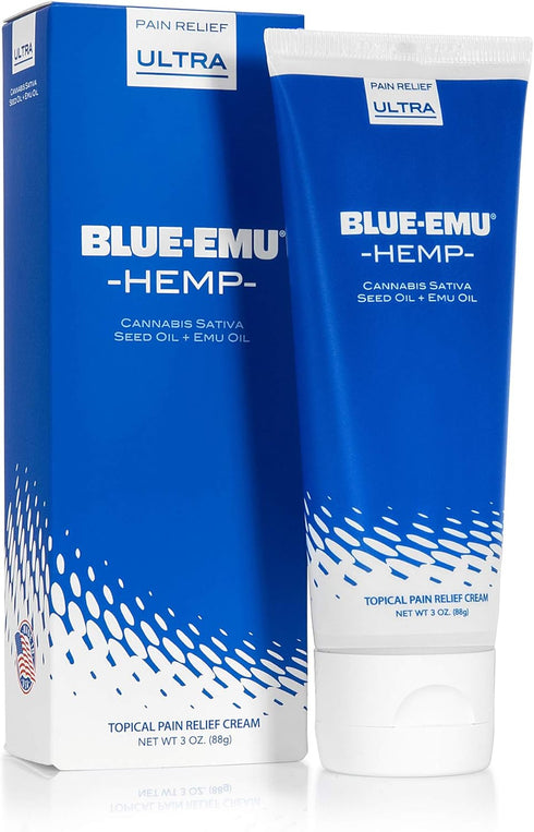 Blue Emu Hemp Cream, Pain Relief for Muscle and Joint, Maximum Support, 3oz