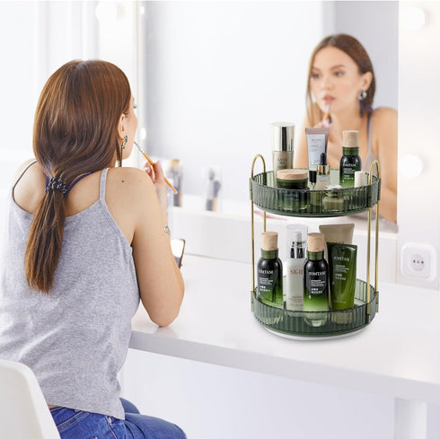 Rotating Makeup Organizer for Vanity, 360 Spinning Clear Storage for Perfume, Skincare, Lipstick on Bathroom Countertop