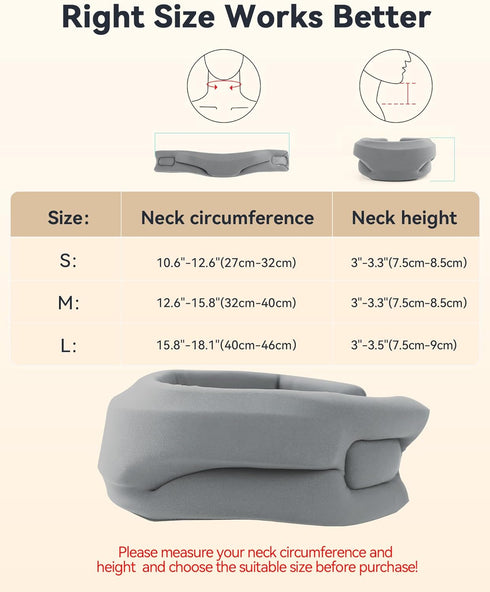 Neck Brace Cervical Collar for Sleeping, Soft Foam Wraps for Cervical Spine Pressure Relief - Grey (15.8-18.1 Inch)