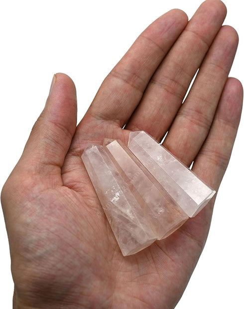 Amazing Gemstone Set of 3 Crystal Towers - Amethyst, Rose Quartz, Black Tourmaline for Reiki Healing (2 Inch to 3 Inch)