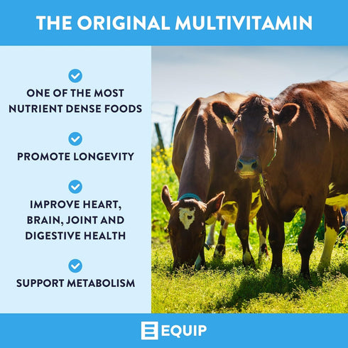 Equip Foods Grass-Fed Beef Liver - Natural Desiccated Beef Liver Supplement for Heart Health, 180 Capsules