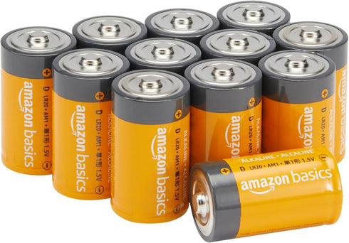 Amazon Basics 12-Pack D Cell Alkaline Batteries, 1.5 Volt, 5-Year Shelf Life