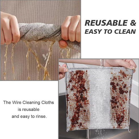SINLAND Multipurpose Wire Dishwashing Rags, Non-Scratch Cleaning Cloths, Double-Sided Mesh, 10 Pack