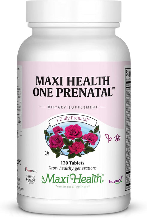 Maxi Health One Prenatal | Women's Prenatal Vitamins with Iron | Enhanced Absorption & Bioavailability | 120 Capsules