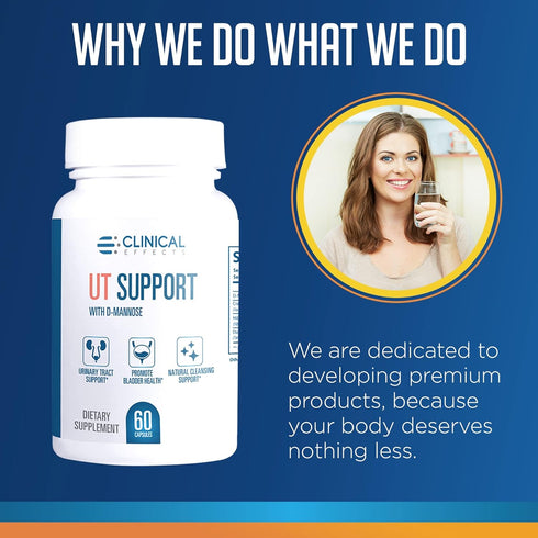 Clinical Effects UT Support - 60 D Mannose Capsules for Natural Cleanse and Urinary Tract Health Support