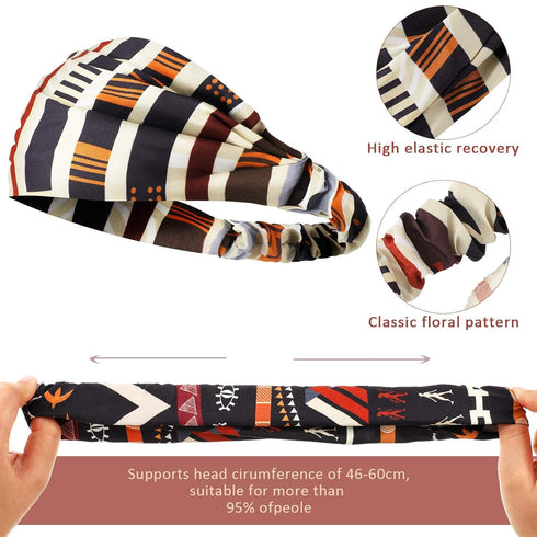 Syhood 6 Piece African Headbands Hair Accessories for Women, Vintage Yoga Headpiece, Wide Stretchy Elastic Hair Bands