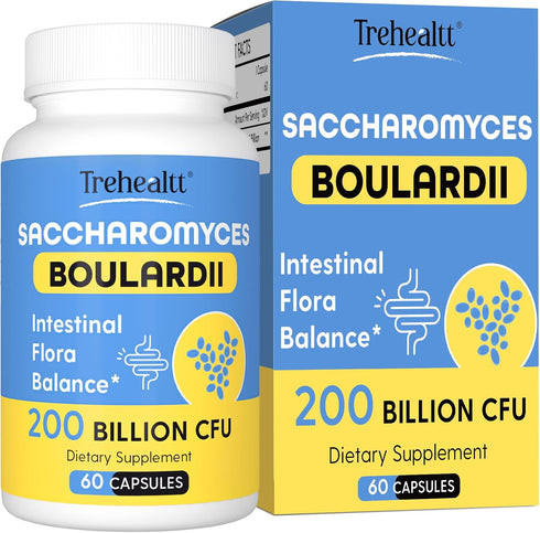Saccharomyces Boulardii Probiotics | 200 Billion CFUs for Women & Men | Clinically-Studied for Gut & Immune Health