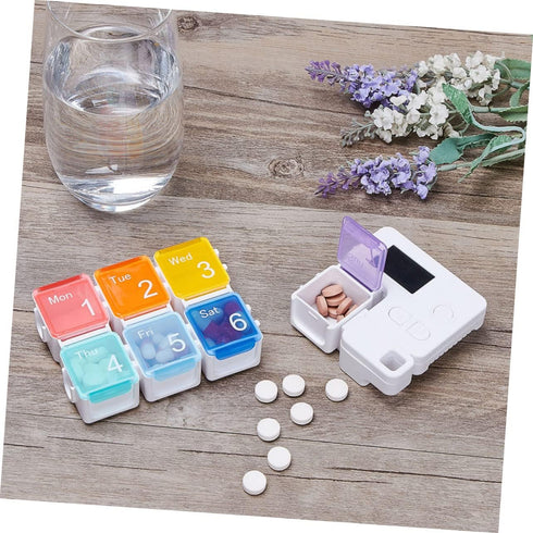 Weekly Pill Organizer Alarm Portable Medicine Case Compartments for Easy Dispensing Food-Grade Material Compact Design