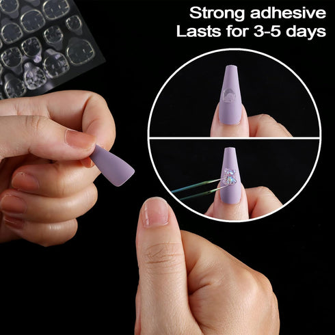 Laza 240 Pcs Thin Breathable Adhesive Tabs | Fake Nail Glue Sticker 10 Sheets Super Sticky Tips