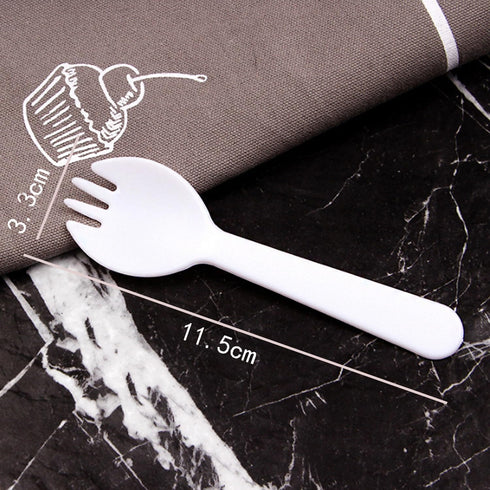 100PCS Disposable Sporks, Eco-Friendly Durable Plastic Spork, 2 in 1 Forks and Spoons Great for Lunch, Picnics or Restaurant and Party Supply (White) by N-KONGJIAN
