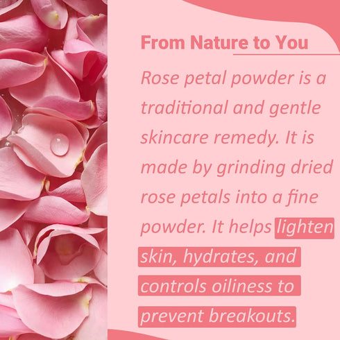 mi nature Rose Petal Powder | 227 g (8 oz) | 100% Natural & Pure | Skin Care | Chemical Free, No Preservatives