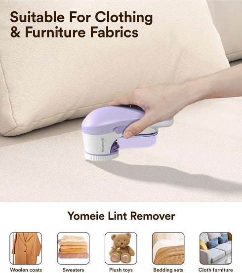 Fabric Shaver, Rechargeable Lint Remover - 6-Leaf Blades for Clothes & Furniture, Couch Pilling Depiller