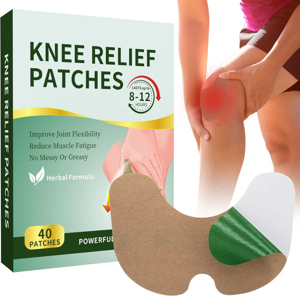 40PCS Natural Knee Relief Patches, Warming Herbal Patches for Long Lasting Joint Pain Reduction
