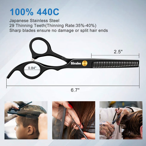 Sirabe 10 PCS Hair Cutting Scissors Set, Professional Haircut Kit with Cutting Scissors, Thinning Shears, Comb, Cape,