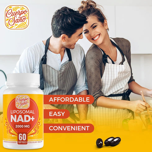 2000 MG Liposomal NAD Supplement, 60 softgels, High Absorption & Efficiency, Pure NAD+ for Aging Defense & Cellular
