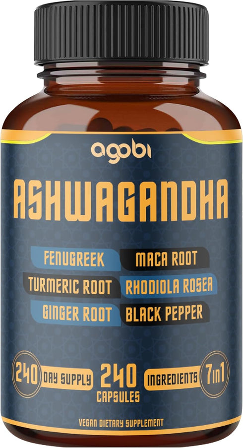 240 Capsules, 8 Month Supply, 7in1 Ashwagandha 8050mg, Mood & Energy Support Supplement
