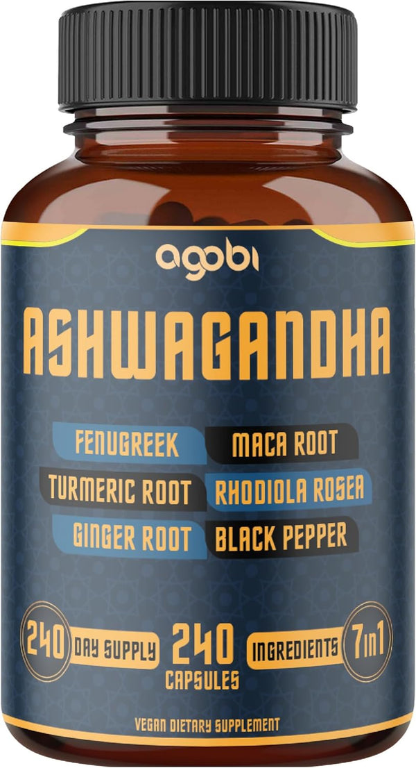240 Capsules, 8 Month Supply, 7in1 Ashwagandha 8050mg, Mood & Energy Support Supplement