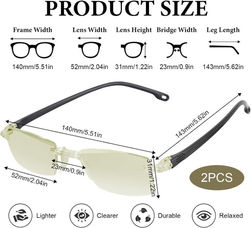 panthra 2 Pieces of Intelligent Dual Focus Glasses, Presbyopia Glasses, With Box and Cloth, Smart Zoom Technology