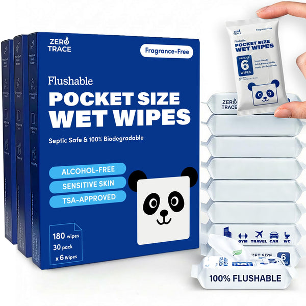 Zero Trace Flushable Wipes Pack Portable Travel Wipes Pocket Size for Adults,