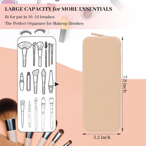 Sakolla Travel Makeup Brush Holder, Silicone Makeup Bag with Zipper Closure, Washable Organizer Case