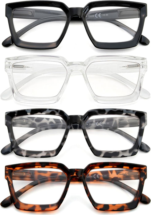 Eyekepper 4 Pack Reading Glasses for Women - Oversize Frame Ladies Readers
