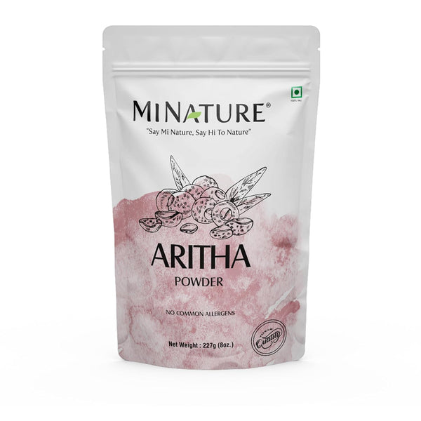 mi nature Aritha Powder/Soap Nut Powder - USDA NOP Certified Organic Hair Conditioner for Silky Hair from India (227g /