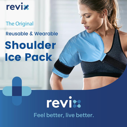 REVIX Shoulder Ice Pack Rotator Cuff Cold Therapy Wraps for Pain Relief, Reusable Compression Brace for Injuries