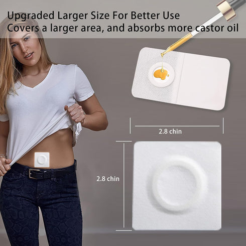 nrsuet Pack (12) Castor Oil Patches,Castor Oil Wrap for Belly Button,Castor Oil Belly Button Patch,Disposable Castor