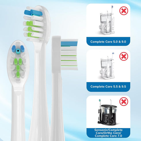6 Pack Replacement Brush Heads for Waterpik Sonic Fusion Flossing Toothbrush, Compatible with SF01/SF02/SF03/SF04