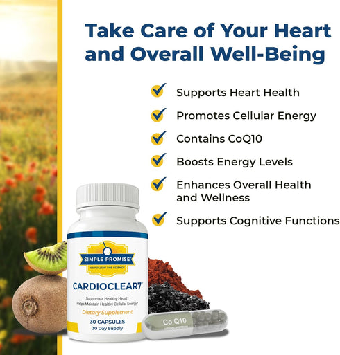 Cardio Clear 7 - Heart Health Supplements with CoQ 10 - Maintain Cellular Energy, 30 Day Supply