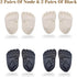 CB 4-Pairs Forefoot Shoe Metatarsal Pads, Ball-of-Foot Sponge Cushions Inserts Insoles, Shoes Too Big, Foot Pain Relief, for Men & Women, Kids Shoes, Style C-Nude & Black
