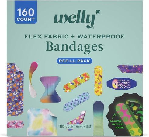 Welly Bandage Large Refill Pack | Adhesive Flexible Fabric, Glow-in-the-Dark & Waterproof
