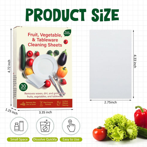 LemonSecret 2 Pack Fruit and Vegetable Wash Sheets, Effective Removes for Removing grease Wax Mud Dirt Residues from