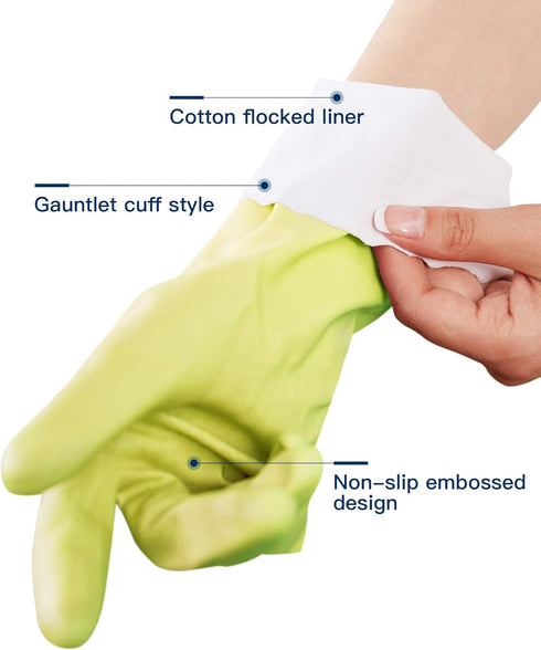 LANON Skin-Friendly Cleaning Gloves, Dishwashing Kitchen Gloves with Cotton Liner, Reusable, Non-Slip, Small